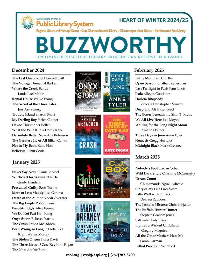 A list of upcoming bestsellers publishing in the months of December 2024 through March 2025. Eight cover images are included.