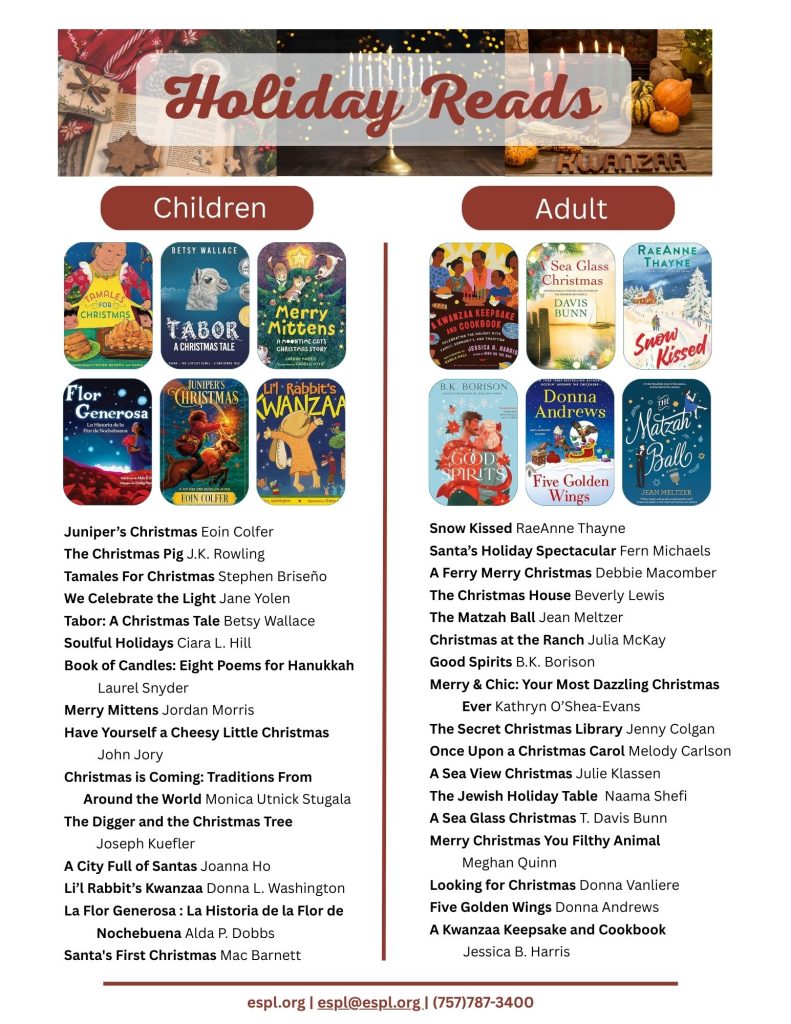 A special holiday selection of new and newish books celebrating Christmas, Hanukkah, and Kwanzaa